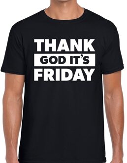 Bellatio Decorations Thank god it is friday tekst t-shirt zwart heren M