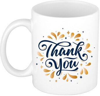 Bellatio Decorations Thank you cadeau - bedankje koffie mok / drink beker - wit - 300 ml - keramiek