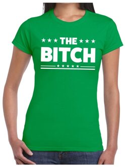 Bellatio Decorations The Bitch tekst t-shirt groen dames XS