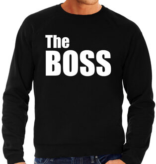 Bellatio Decorations The boss sweater / trui zwart met witte letters voor heren 2XL