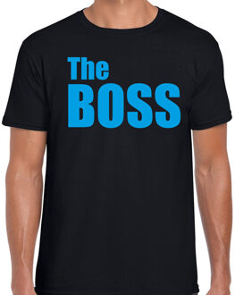 Bellatio Decorations The boss t-shirt zwart met blauwe letters voor heren 2XL