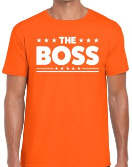 Bellatio Decorations The Boss tekst t-shirt oranje heren