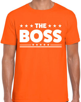 Bellatio Decorations The Boss tekst t-shirt - oranje - voor heren - voor de Baas - Carnaval - Foute Party kleding 2XL