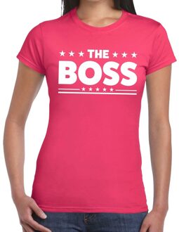 Bellatio Decorations The Boss tekst t-shirt roze dames XS