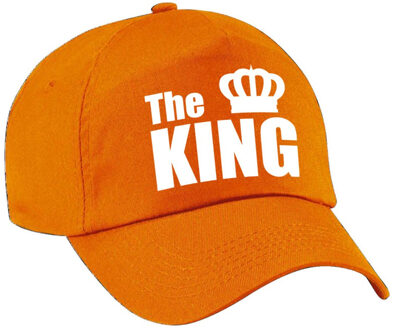 Bellatio Decorations The King pet / cap oranje met witte letters en kroon heren