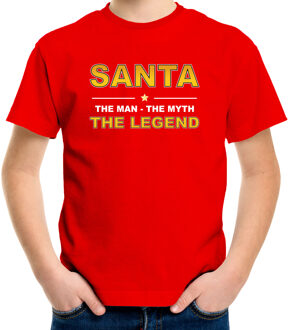 Bellatio Decorations The man, The myth the legend Santa t-shirt rood voor kinderen L (146-152) - kerst t-shirts kind