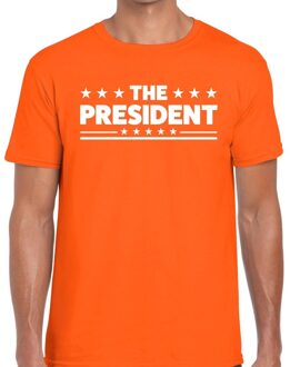 Bellatio Decorations The President fun t-shirt oranje voor heren 2XL - Feestshirts