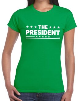 Bellatio Decorations The President tekst t-shirt groen dames 2XL