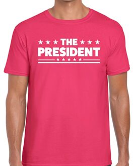 Bellatio Decorations The President tekst t-shirt roze heren