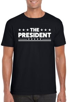 Bellatio Decorations The President tekst t-shirt - zwart - voor heren - carnaval - leiding - baas - cadeau