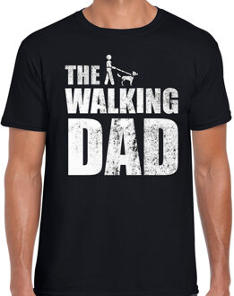 Bellatio Decorations The walking dog dad t-shirt zwart voor heren Vaderdagcadeau S