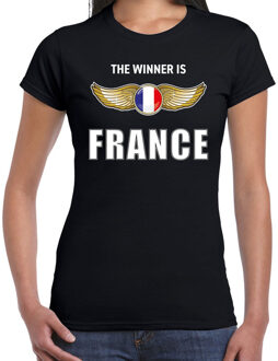 Bellatio Decorations The winner is France / Frankrijk t-shirt zwart voor dames 2XL