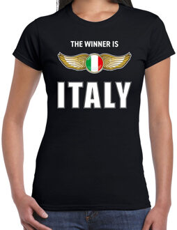 Bellatio Decorations The winner is Italy / Italie t-shirt zwart voor dames 2XL