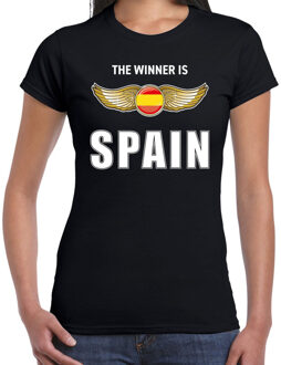 Bellatio Decorations The winner is Spain / Spanje t-shirt zwart voor dames 2XL