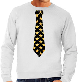 Bellatio Decorations Thema verkleed sweater / trui sterretjes stropdas grijs voor heren