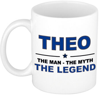 Bellatio Decorations Theo cadeau mok - man myth legend - naam koffiemok / beker - wit en blauw - 300 ml