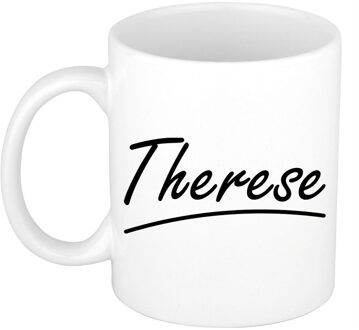 Bellatio Decorations Therese Naam koffiemok - beker - met sierlijke letters - wit - 300 ml - Cadeau - Dames