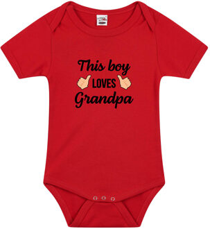 Bellatio Decorations This boy loves grandpa cadeau baby rompertje rood jongens 92 (18-24 maanden)