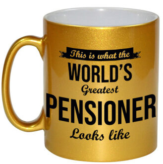 Bellatio Decorations This is how the worlds greatest pensioner looks like mok / beker goud pensioen cadeau collega 330 ml Goudkleurig