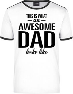 Bellatio Decorations This is what an awesome dad looks like wit/zwart ringer cadeau t-shirt voor heren - Vaderdag 2XL