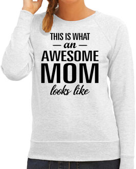 Bellatio Decorations This is what an awesome mom looks like cadeau sweater / trui grijs dames - Moederdag XS