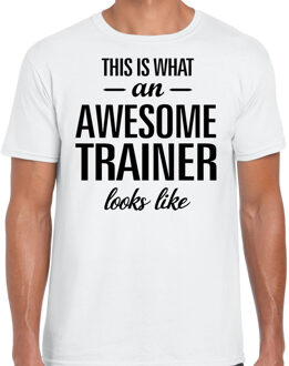 Bellatio Decorations This is what an awesome trainer looks like cadeau t-shirt wit heren