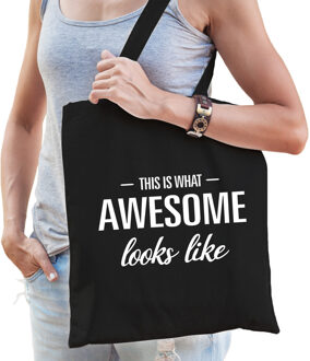 Bellatio Decorations This is what awesome looks like cadeau tas zwart voor dames