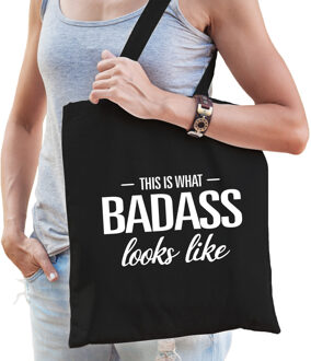 Bellatio Decorations This is what badass looks like cadeau katoenen tas zwart voor dames - kado tas / tasje / shopper voor een stoute dame / vrouw