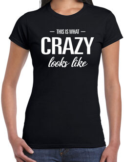 Bellatio Decorations This is what  Crazy looks like fun tekst t-shirt zwart dames 2XL