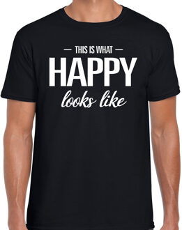 Bellatio Decorations This is what  Happy looks like fun tekst t-shirt zwart heren 2XL