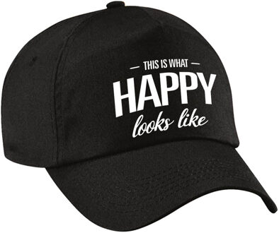 Bellatio Decorations This is what happy looks like pet / cap zwart voor dames en heren - baseball cap - cadeau petten / caps