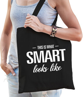 Bellatio Decorations This is what smart looks like cadeau tas zwart voor intelligente dames - Feest Boodschappentassen