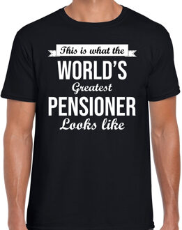 Bellatio Decorations This is what the worlds greatest pensioner looks like cadeau t-shirt / shirt - zwart met witte letters - voor heren - Pensioen / VUT kado shirt S