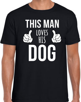 Bellatio Decorations This man loves his dog / Deze man houdt van zijn hond - honden t-shirt zwart voor heren XL