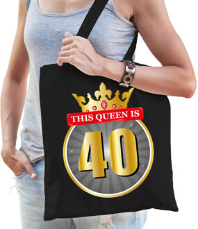 Bellatio Decorations This Queen is 40 verjaardag cadeau tas zwart voor dames