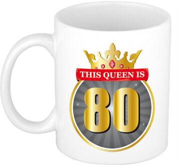 Bellatio Decorations This queen is 80 verjaardag cadeau mok / beker 80 jaar wit