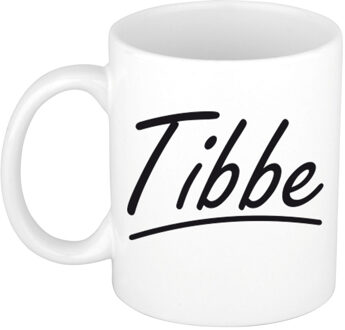 Bellatio Decorations Tibbe voornaam kado beker / mok sierlijke letters - gepersonaliseerde mok met naam - Naam mokken Multikleur