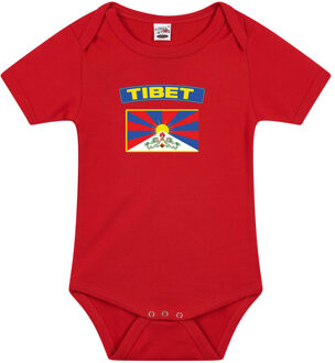 Bellatio Decorations Tibet landen rompertje met vlag rood voor babys 56 (1-2 maanden)