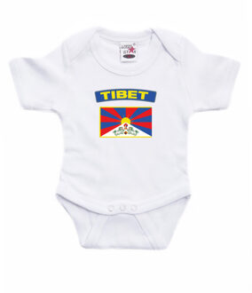 Bellatio Decorations Tibet landen rompertje met vlag wit voor babys 56 (1-2 maanden)