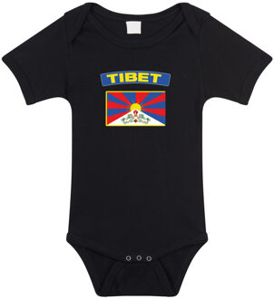 Bellatio Decorations Tibet landen rompertje met vlag zwart voor babys 92 (18-24 maanden)