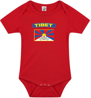 Bellatio Decorations Tibet romper met vlag rood voor babys