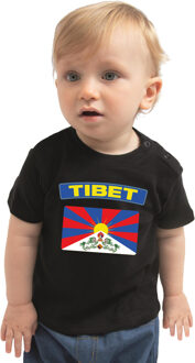 Bellatio Decorations Tibet t-shirt met vlag zwart voor babys 68 (3-6 maanden)