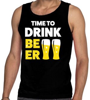 Bellatio Decorations Time to drink Beer tanktop / mouwloos shirt zwart heren
