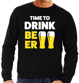 Bellatio Decorations Time to drink Beer tekst sweater zwart voor heren XL