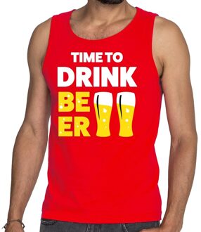 Bellatio Decorations Time to drink Beer tekst tanktop / mouwloos shirt rood 2XL