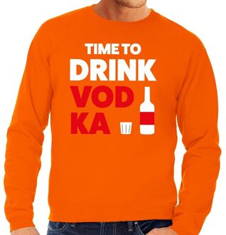 Bellatio Decorations Time to Drink Vodka fun sweater oranje voor heren 2XL - Feesttruien