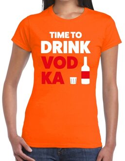 Bellatio Decorations Time to Drink Vodka fun t-shirt oranje voor dames 2XL - Feestshirts