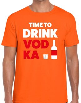 Bellatio Decorations Time to Drink Vodka fun t-shirt oranje voor heren 2XL - Feestshirts