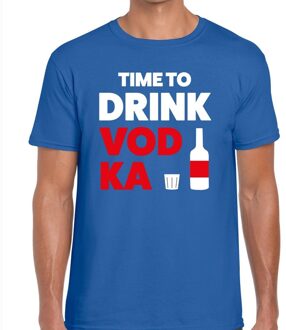 Bellatio Decorations Time to drink Vodka heren T-shirt blauw XL