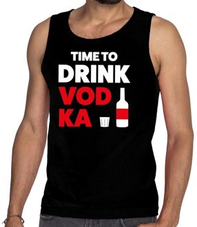 Bellatio Decorations Time to drink Vodka tanktop / mouwloos shirt zwart heren